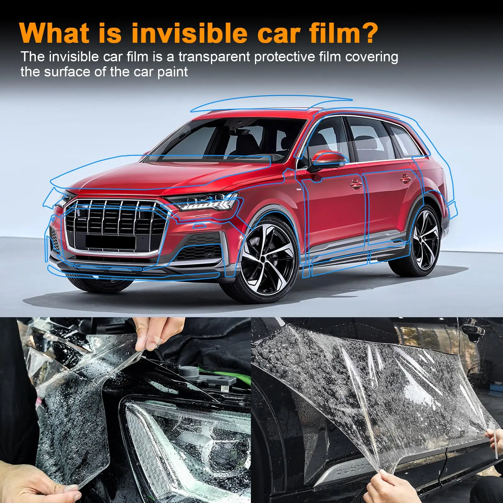 

For Audi Q7 S-line 2020-2024 Matte Clear Bra Pre-cut PPF TPU Bumper Paint Protection Film Self-Healing Anti-Scratch Resistant