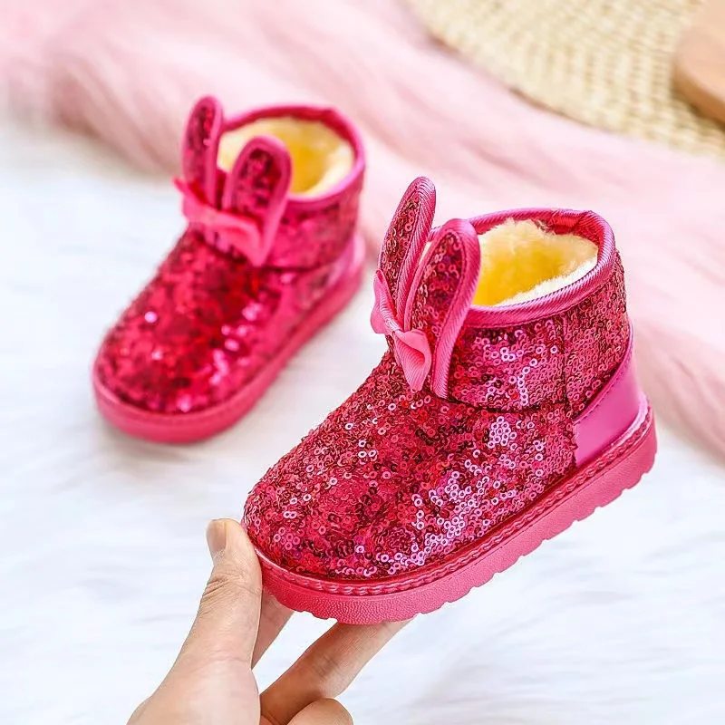 Echte Mode Pailletten Kinder Freizeit schuhe Baby Mädchen Schnee Mädchen Stiefel Kinder Laufschuhe Marke Sport Baby Stiefel