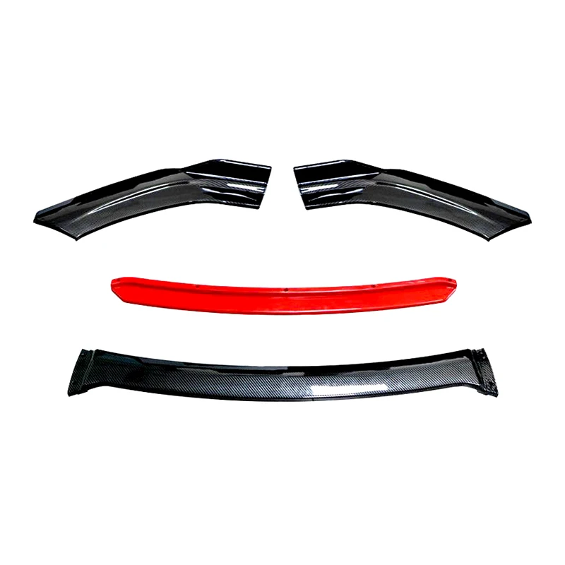 For Honda Accord 4PCS Glossy Black Red Carbon Fiber Front Bumper Lip Body Spoiler Trim ABS High Quality Sports Kit 2008-2013