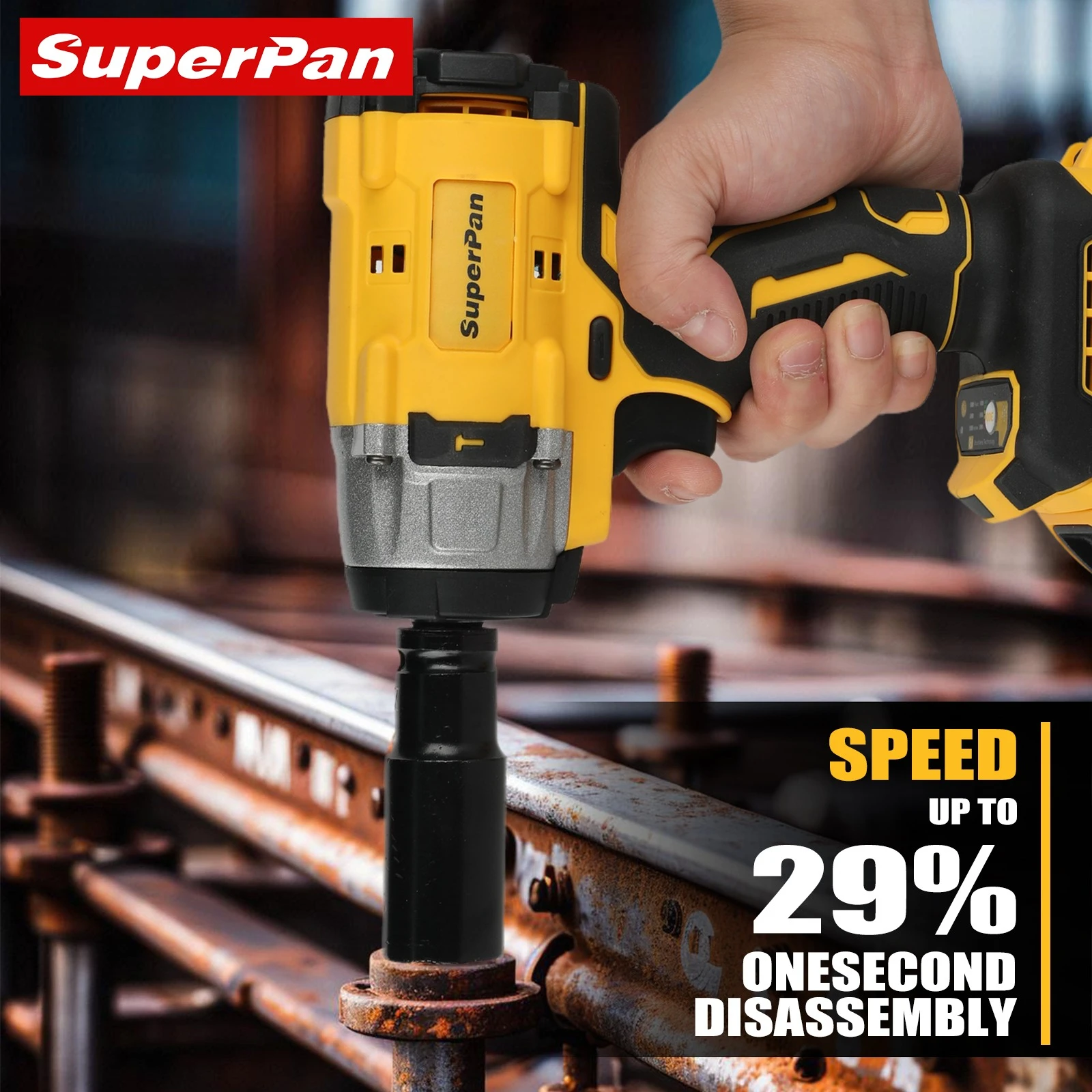 

SuperPan DCF900 Electric Wrench Brushless Steel Structure Installation Tool Bag Durable Electric for DeWalt 18V battery pin