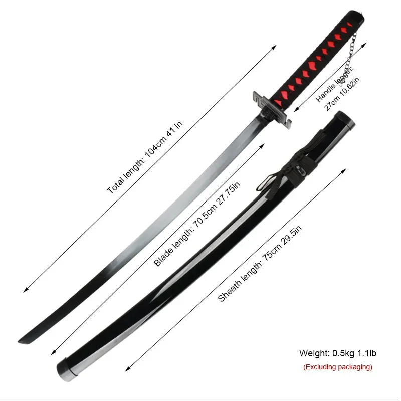 104cm Katana Sword Bleach Kurosaki Ichigo Katana Wooden Role-Playing Anime Weapon Sword Toy Katana Prop