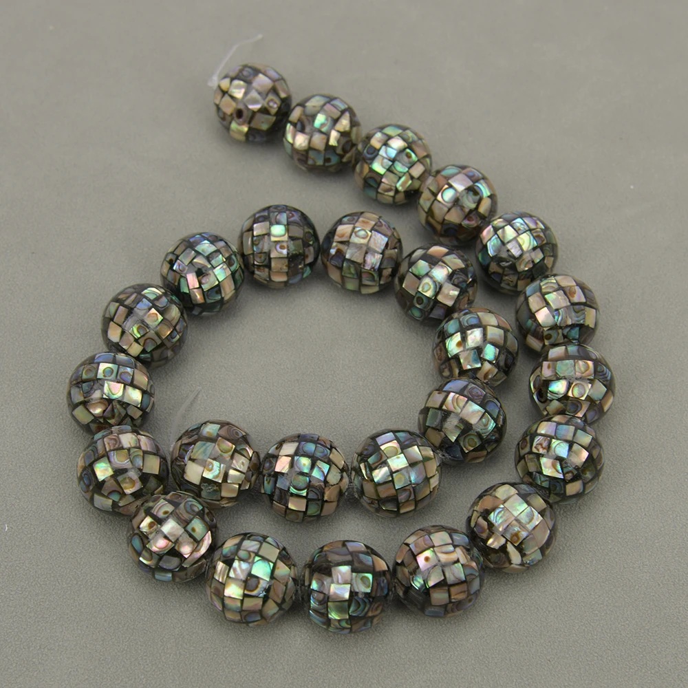 APDGG 16mm Natural Green Abalone Shell Round Loose Beads 15.5'' Strand For Pearl Necklace Jewelry Making DIY