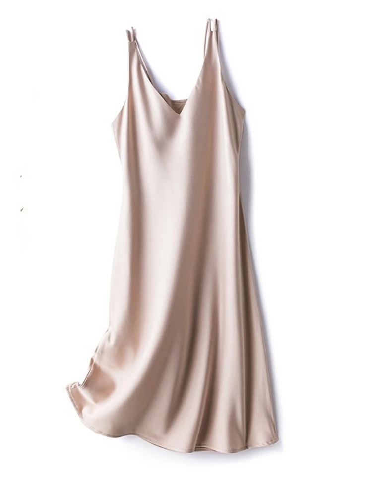 2022 Fashion Noble Summer Elegant Women\'S Dress  Strap Satin Maxi Long Party Dresses Midi Robe
