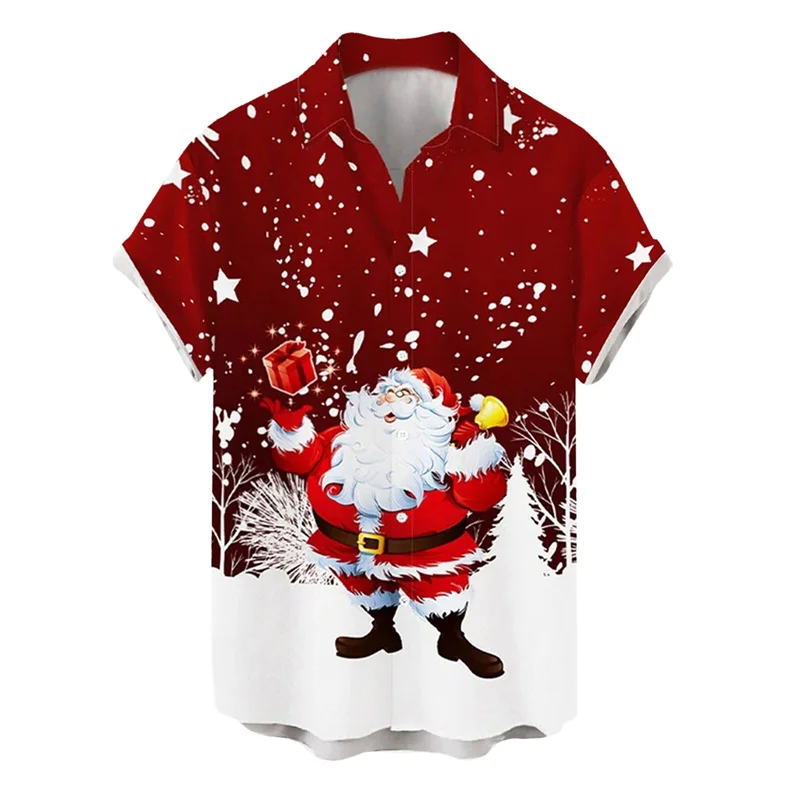 2024 Christmas casual shirt men's short sleeve shirt Shang Hawaiian Party Summer street style beachwear tops clothing
