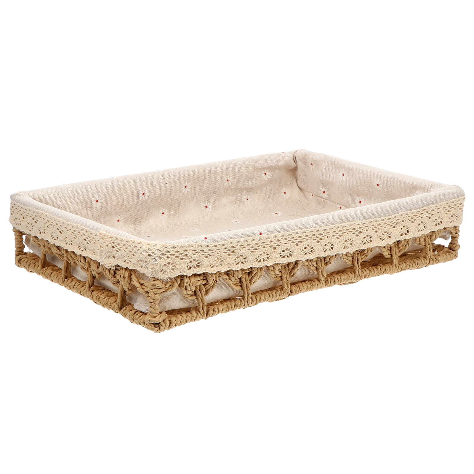 

1pc Imitation Rattan Storage Basket Paper String Wrought Iron Compact Size Home Office Bedroom Living Room Organizer