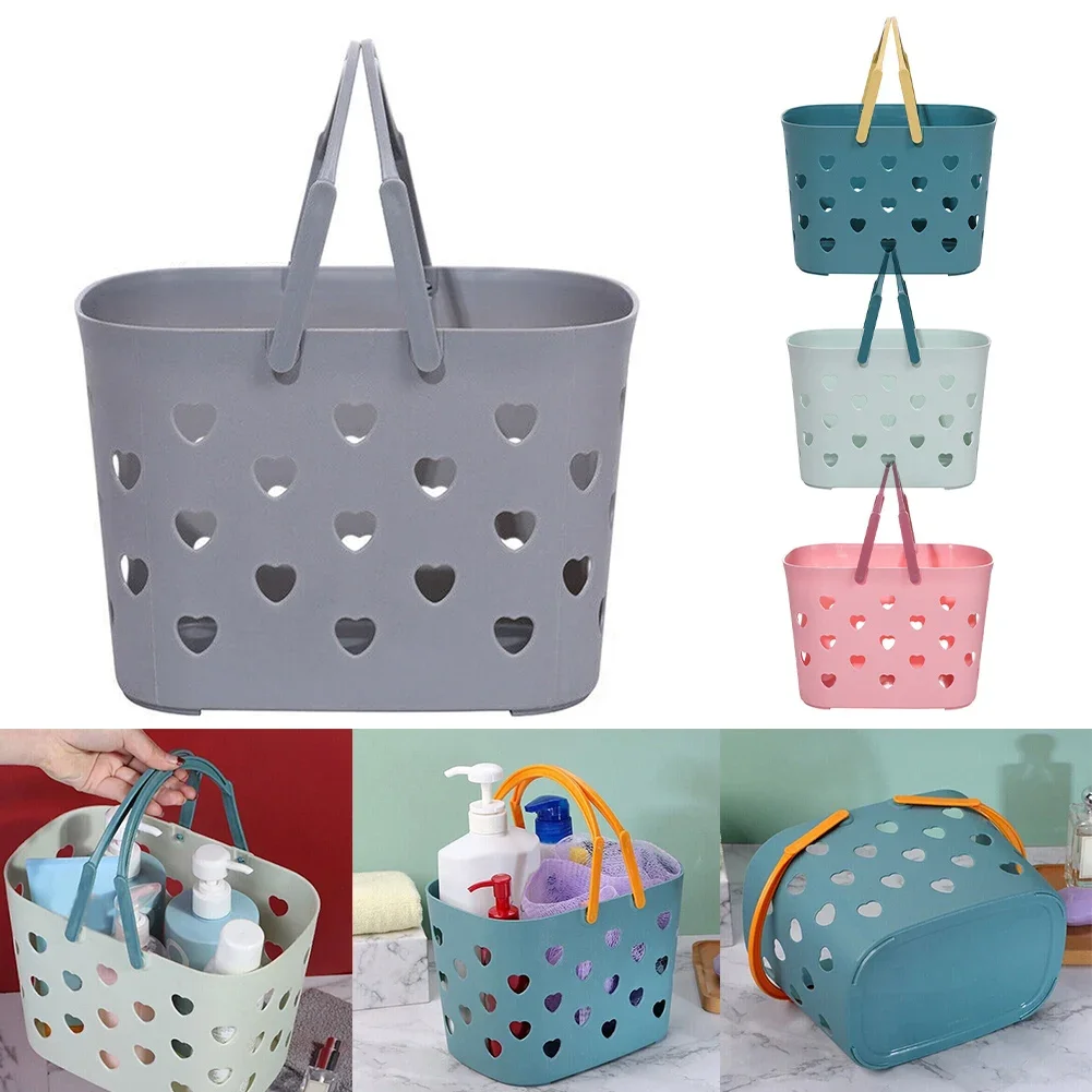 1pc Shower Caddys Basket Bathroom Storage With Handle Hollow Out Vegetable Basket Home Kitchen Bathroom Storage Tools