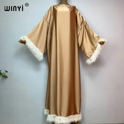 WINYI new pure colour High quality comfortable dress Muslim Women long Dress fashion Abaya Full Cover Ramadan Gown kuwait kaftan