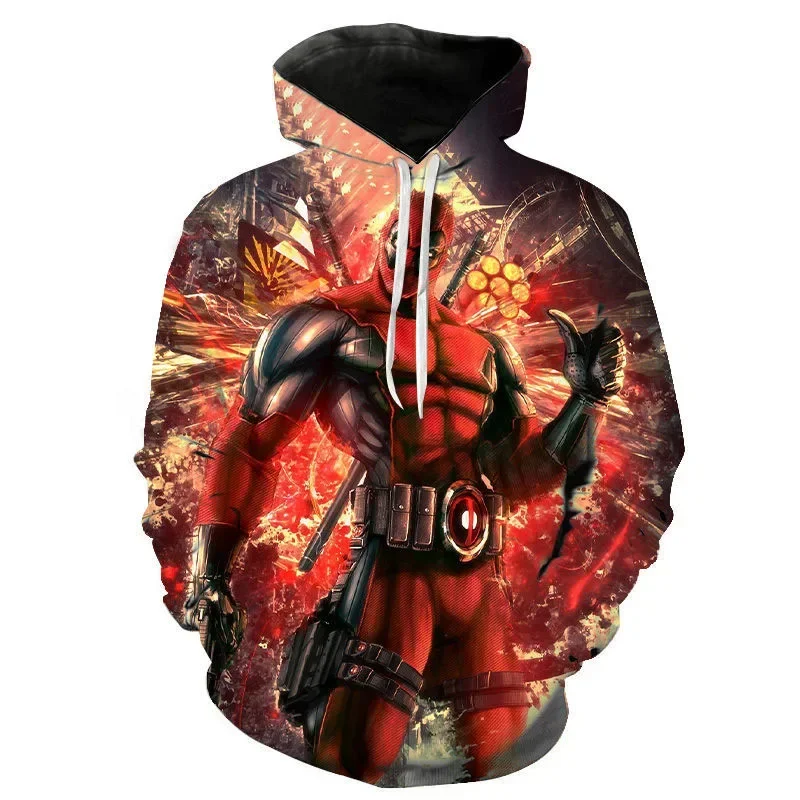 

Deadpool Men's Hoodie Marvel Boy Pullover 3D Printed Fashion Hoodie Oversized Men's Hoodie Autumn Casual Men's Clothing