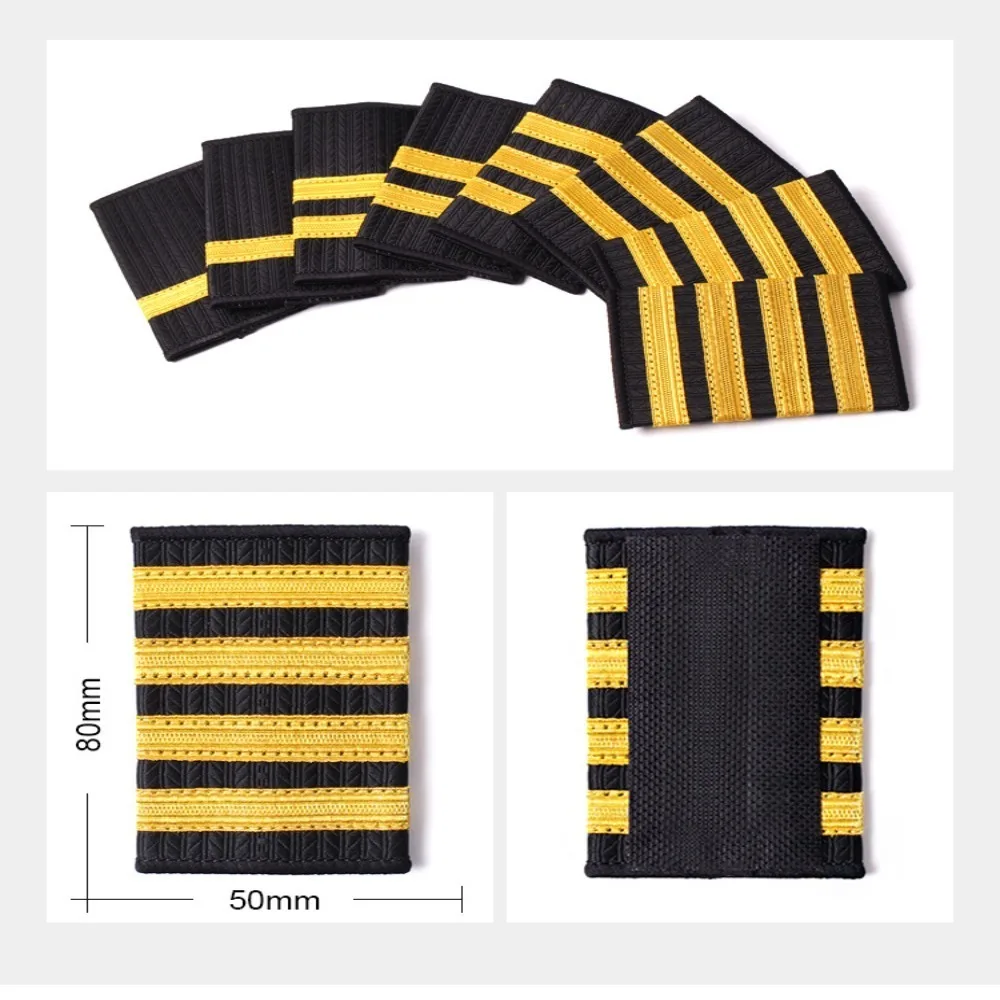 1Pair Epaulettes Professional Pilot Uniform Epaulets Gold Stripe Shoulder Badges Hot Sell