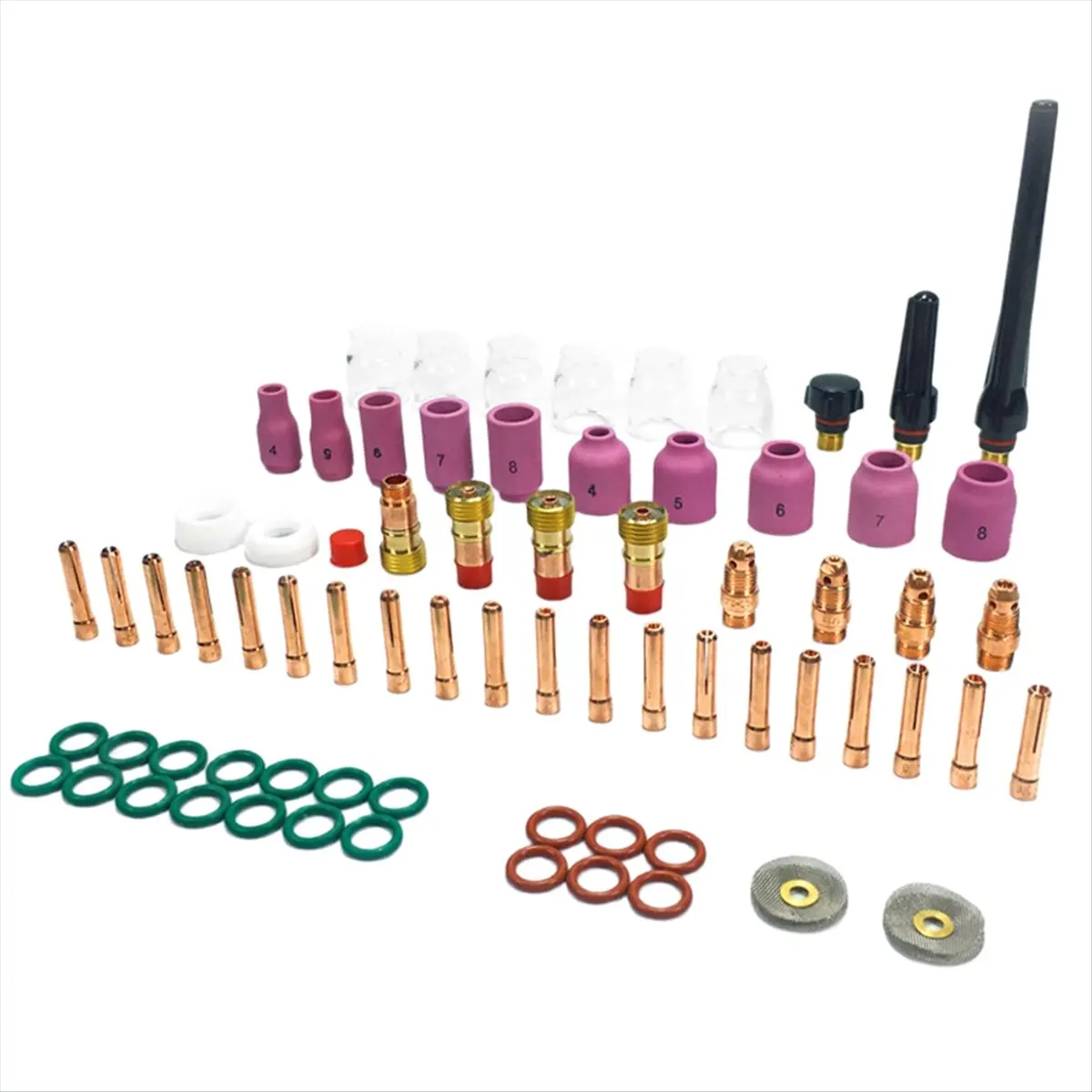 BHBL 71pcs TIG Welding Torch Accessories Kit Alumina Nozzle Collets Body Stubby Lens 12 Glass Cup Consumables Kit