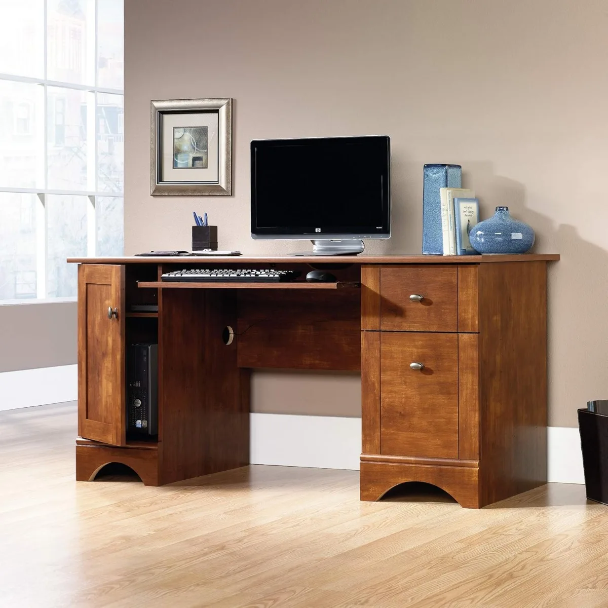 Sauder Computer Desk, Brushed Maple finish