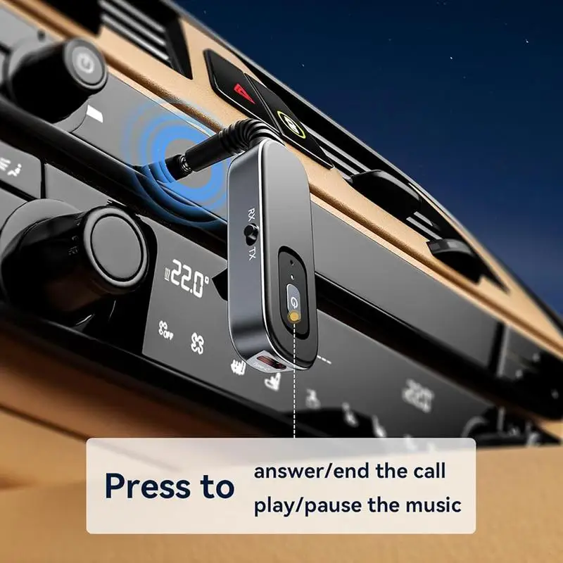 สำหรับอ้างอิงคำอธิบายตัวรับสัญญาณเสียงสำหรับรถยนต์2-in-1 3.5มม. ชนิด C AUX อะแดปเตอร์รถยนต์ช่วงยาวอะแดปเตอร์เสียงยกเลิกเสียงรบกวน