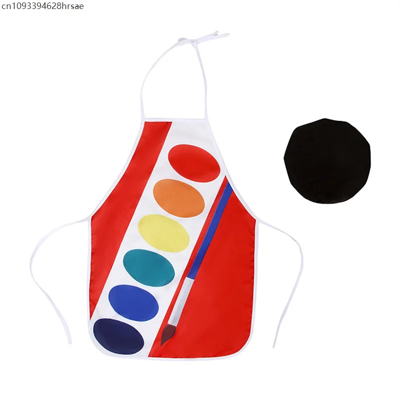 幼児女の子水彩ペイントパレットプリントエプロンベレー帽衣装子供アーティスト画家ドレスアップハロウィンコスチューム子供用