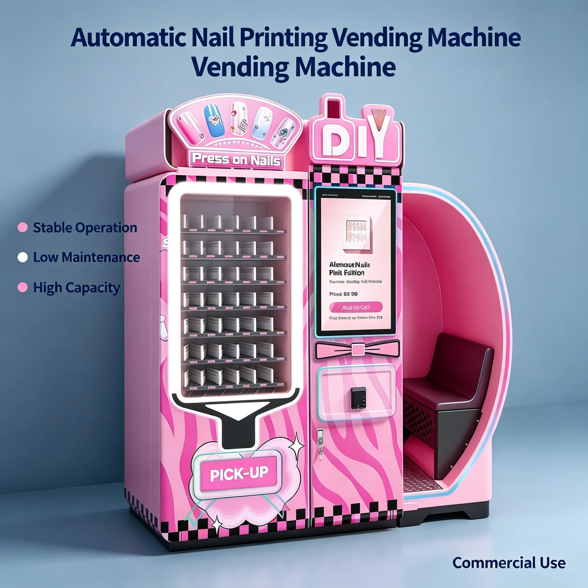 Digital 3D Nail Art Printer Vending Machine, Self‑Service DIY Stamping Device for Arcade Beauty Retail Scenarios Custom