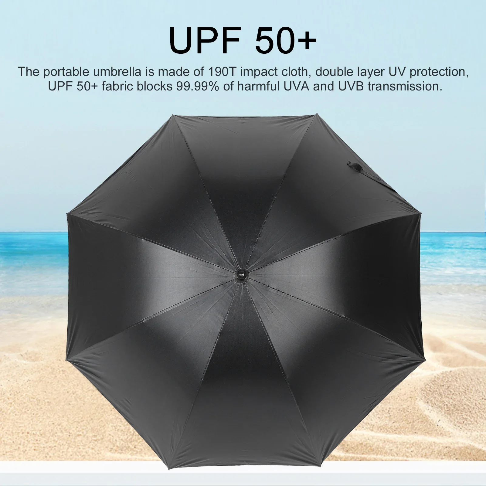 Portable Sun and Rain Umbrella Travel Umbrella UV  Mesh Top Design 3000mAh Power Bank with Cooling Fan for Hot