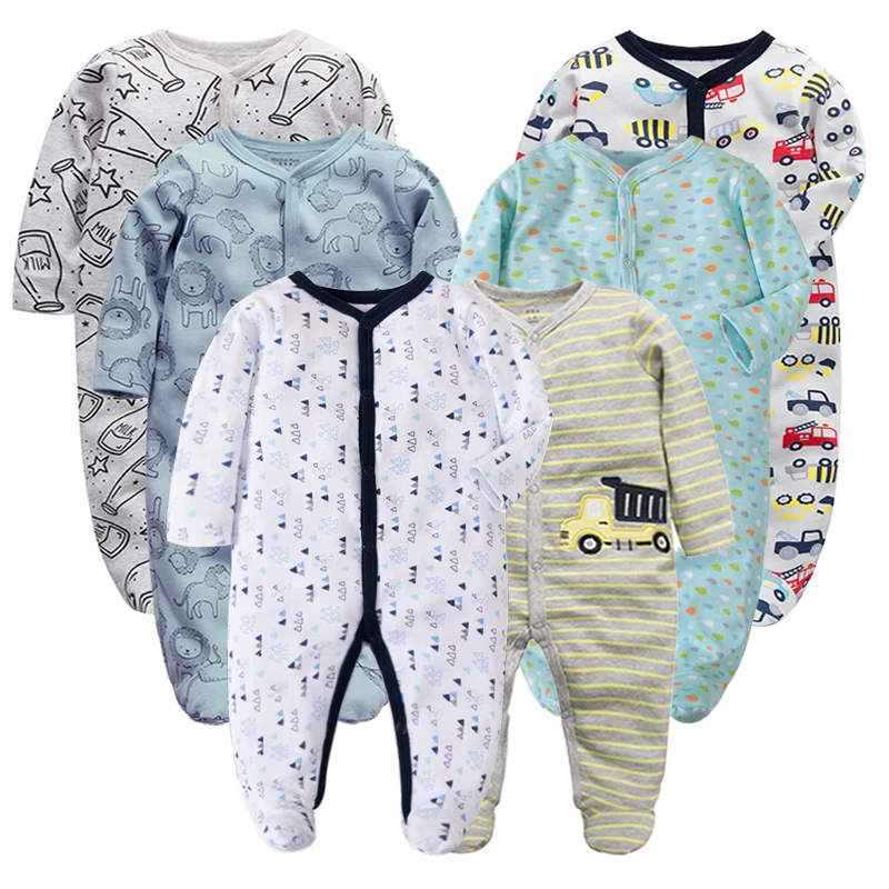 6pieces/lot Baby rompers Newborn Baby Girls Boys Clothes 100% Cotton Long Sleeves Baby Pajamas Cartoon Printed Baby\'s Sets