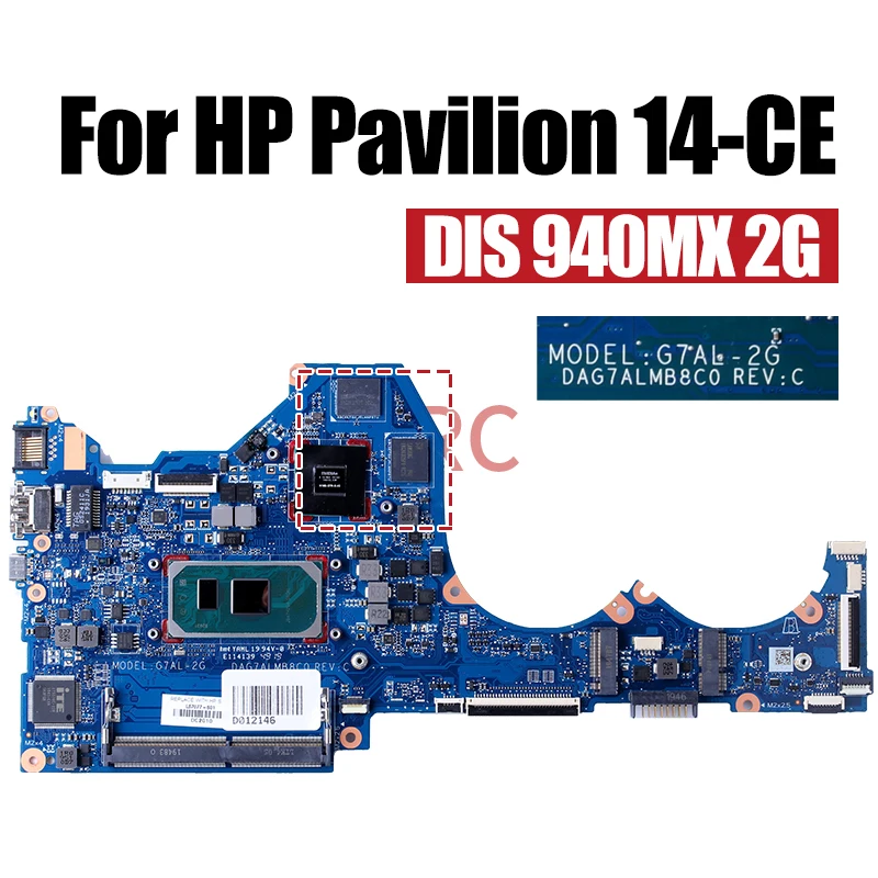 DAG7ALMB8C0 For HP Pavilion 14-CE Laptop Motherboard i3 i5 10th Gen 940MX 2G L67077-601 L67082-601 L67082-601 Notebook Mainboard