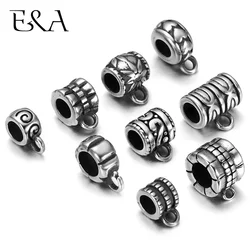 Stainless Steel 4mm 5mm Three Hole Dangle Beads Bail Spacer Slide Charms for Pando Bracelets DIY Jewelry Making Accessories