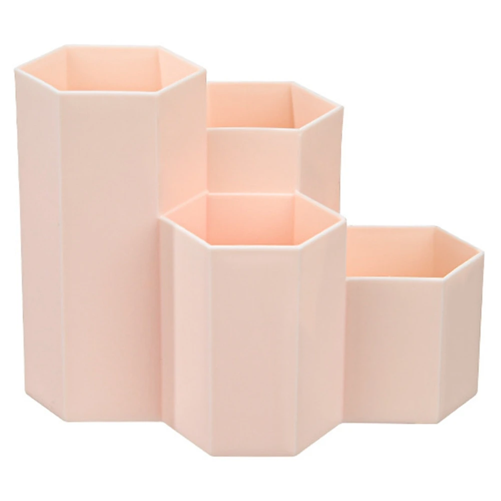 Office Stationery Multifunctional Hexagonal Pen Holder Pencil Storage Box Hexagonal Honeycomb Design (Light Pink)