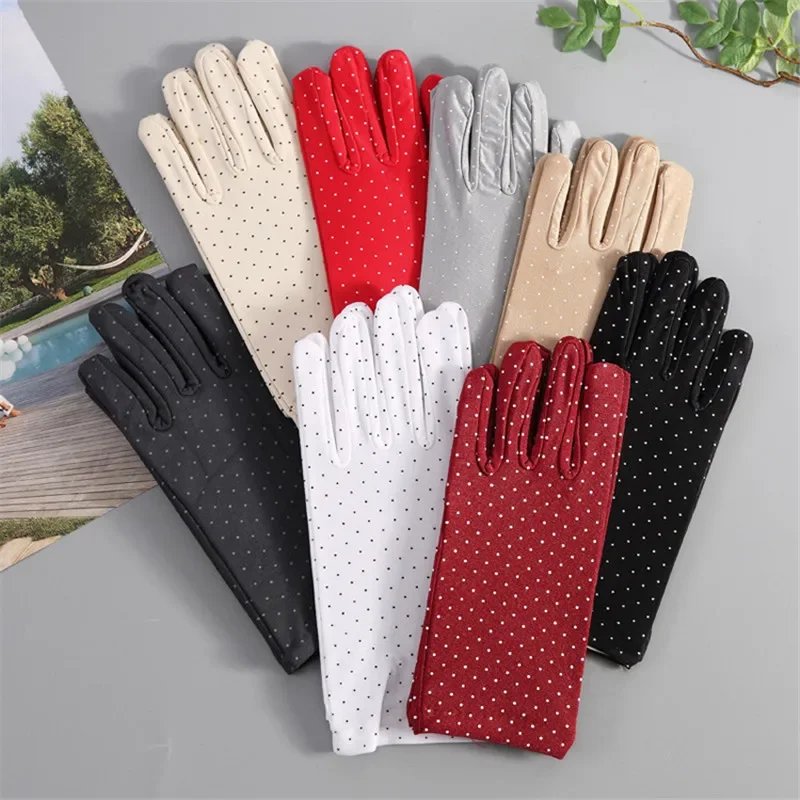 

22cm Stretch Sexy Polka Dot Short Finger Gloves Women Lady Bridal Wedding Drama Show Party Daily Wear Halloween Costume Cosplay