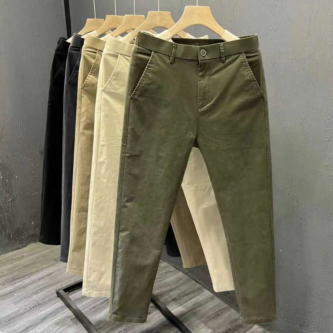 

Мужские повседневные брюки прямого кроя из хлопка, свободные, универсальные, длинные, на девять дюймов, А-силуэт, весенне-осенняя распродажа сезона