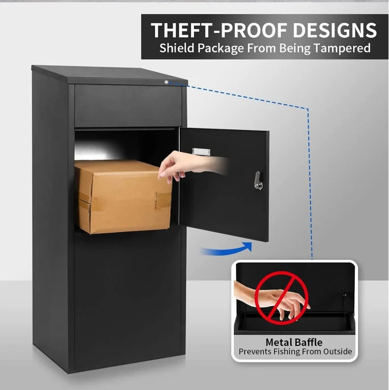 Vertical outdoor parcel lockers, parcel boxes, delivery cabinets. Door-to-door delivery mailbox.