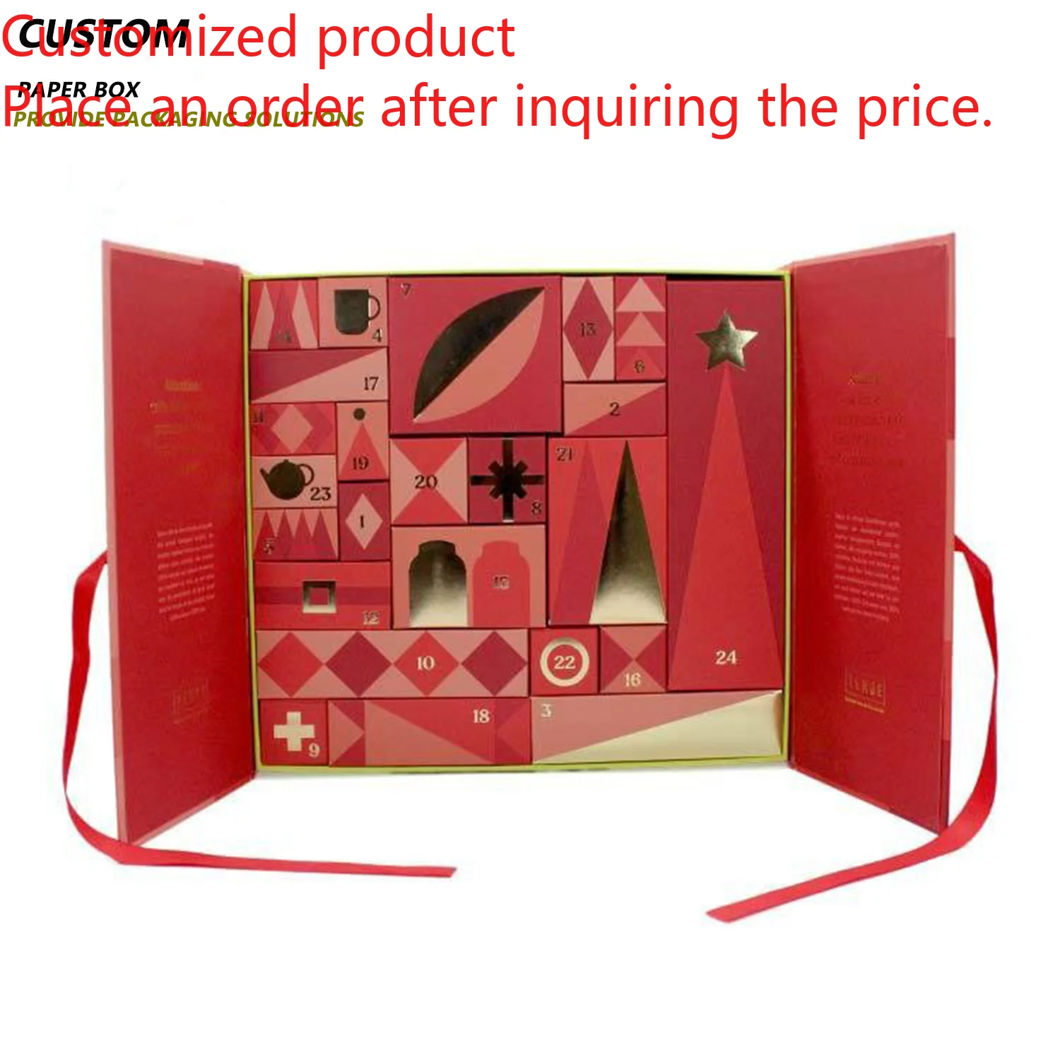 Customized queryCustom Luxury Rigid High-end Christmas Calendar 12 24-day Arrival Countdown Christmas Gift Advent Calendar Box w