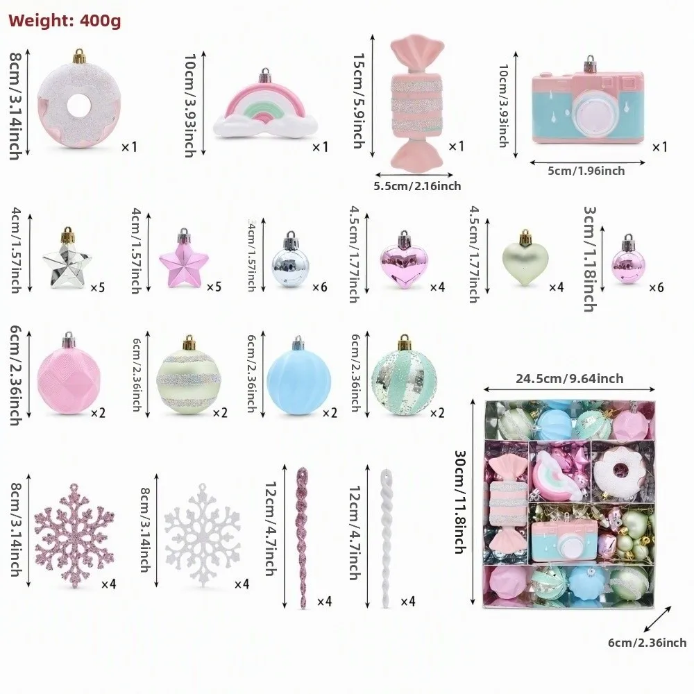 1 Set Candy Train Design Christmas Decorative Ball Set Camera Shape Shiny Finish Macaron Christmas Balls Doughnut Shape