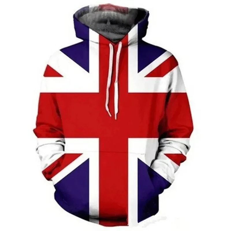 Homens WW1 Soldado Alemão Uniforme, Pullover Hoodies, Cosplay Hoody, Roupas Masculinas, 3D Bandeira Britânica Imprimir Moletons, Reino Unido Emblema