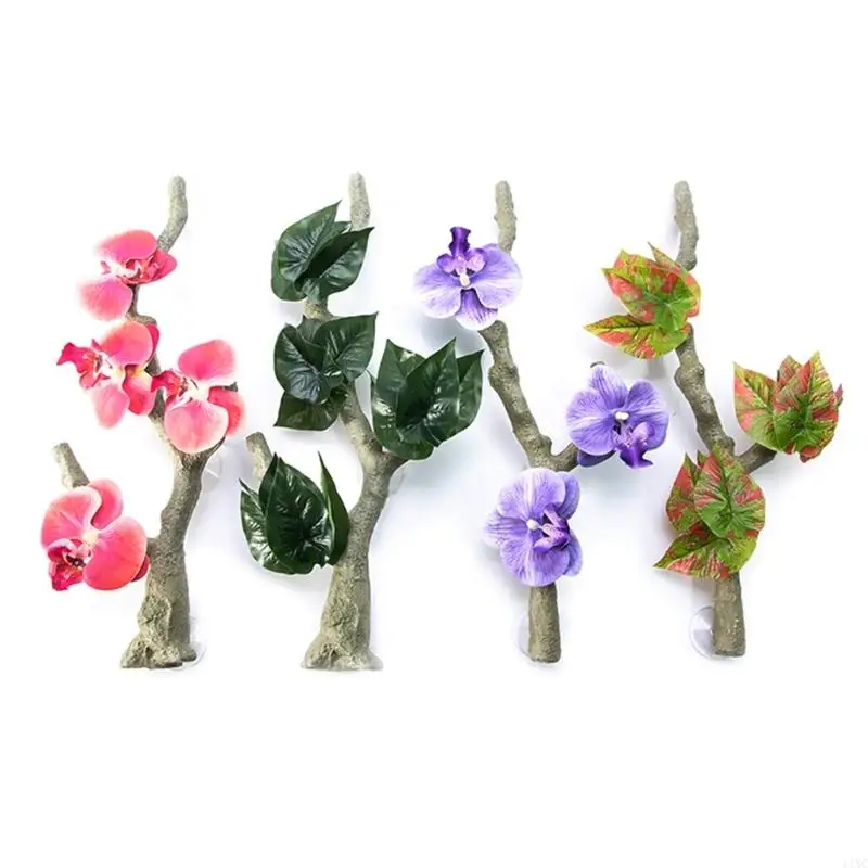 

11XC Reptiles Terrariums Plant Reptiles Tanks Ornaments Climb Rest Plant Leaves