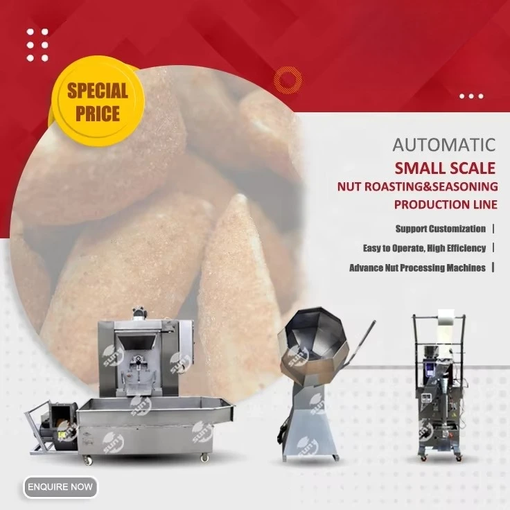 Rotary Drum Fried Snack Roasted Peanut Coating Machine Almond Cashew Nut Octagonal Seasoning Flour Flavoring Production Line