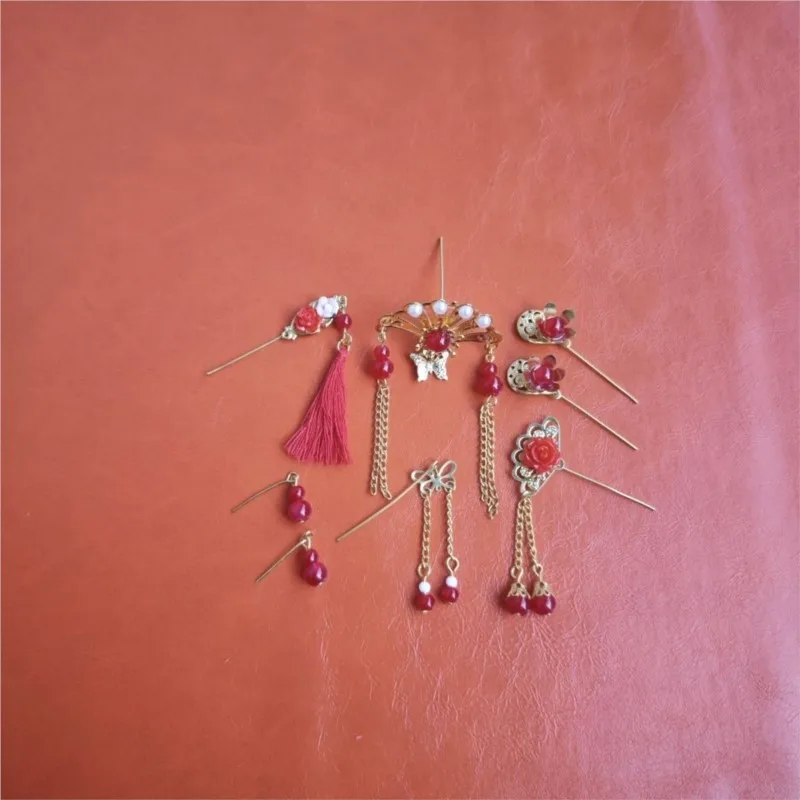 2026 New Creative Chinese 30cm Doll Headwear Set Simple Ancient Style Doll Hairpin Headpiece Doll Accessories For Kids GiftLJ325