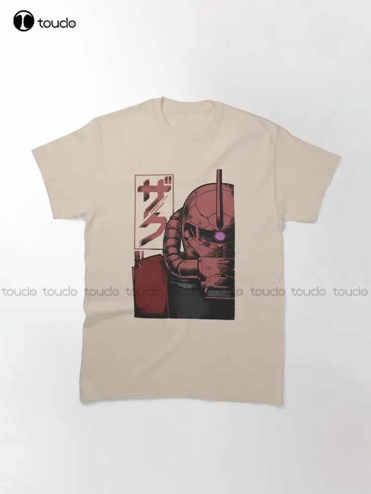 Zaku Half Face Gundam Anime Classic T-Shirt Cheap Tshirts Custom Aldult Teen Unisex Digital Printing Tee Shirts Custom Gift