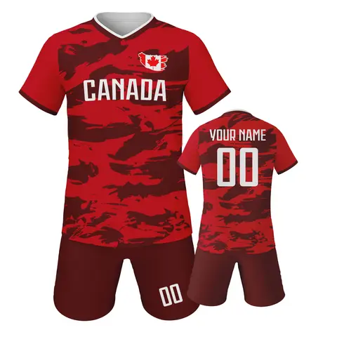 Custom Canada Football Jersey for Kids Personalized Soccer Team Training Shirt with Name Number Boys Girls Fans Soccer Uniform