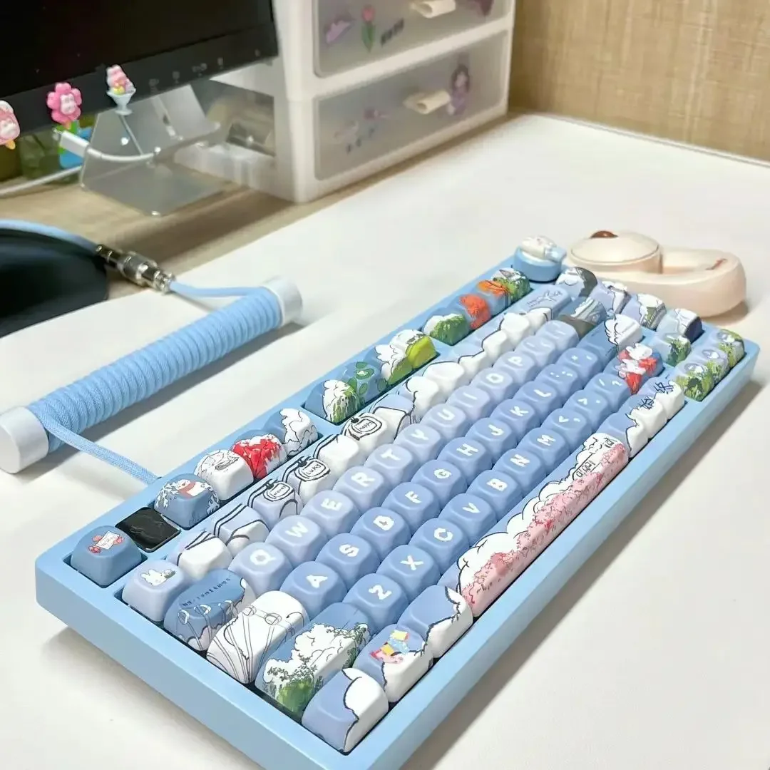 MOA Profile Keycap Gift Future postcard PBT Keycaps 120+ Keys Cute Key Cap Dye Sublimation Mechanical Keyboard Keycap MX Switch