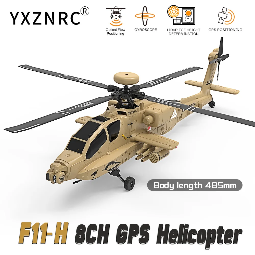 

YXZNRC-RC Helicopter, F11-H, AH-64D, GPS Stabilized Airplane, 8CH, 1/32 Scale, Optical Flow Positioning Camera, Optional R Plane