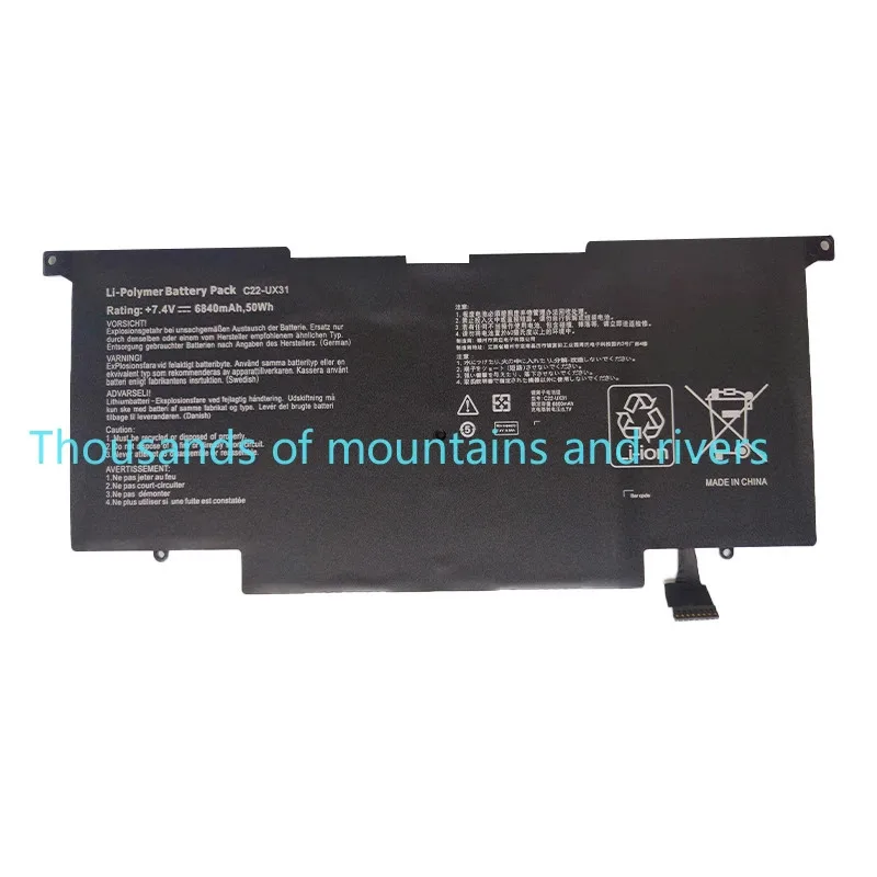 

New C22-UX31 Laptop Battery for ASUS Zenbook UX31A UX31 UX31E UX31E-DH72 C22-UX31 C23-UX31 7.4V 6840mAh 50Wh 4 Cells