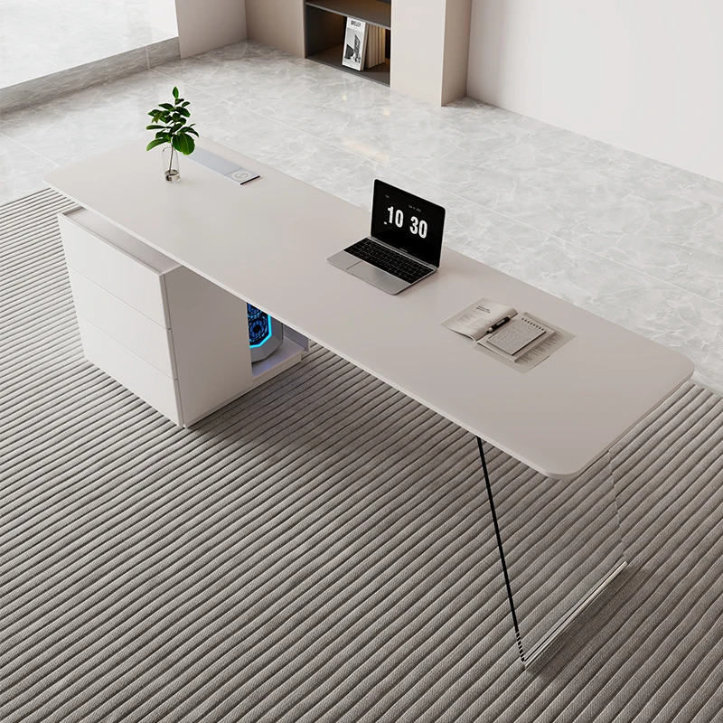 Nordic Cream Style Office Desks Modern Simple Luxury Designers Office Desks Acrylic Computer Furniture Bureau De Chambre FYOD