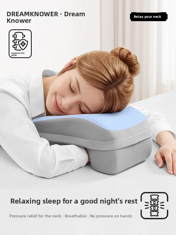 Adult Office Nap Pillow Memory Foam Unique Shape Customizable Pure Color Texture for Universal Use Office Nap Time Essential ...