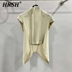 HKSH Summer New Men's Tide Dark Waistcoat Women's Light Luxury Thin Fabric Zipper Sleeveless Swallowtail Jacket Chic Vest HK1966