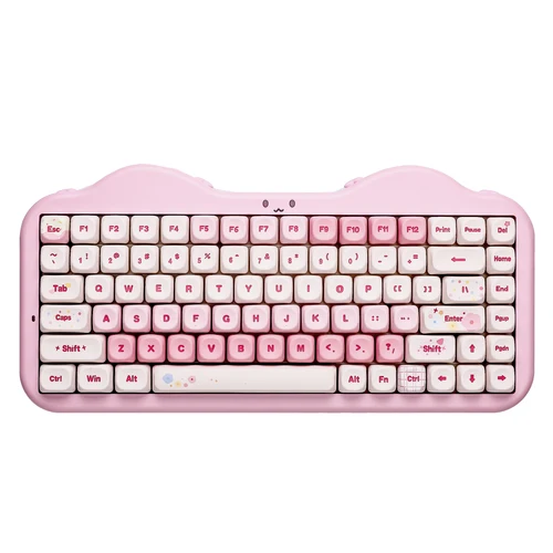 Teclado mecánico inalámbrico rosa YUNZII C75, teclado RGB de intercambio en caliente cremoso al 75%, diseño de pastel bonito con montaje de junta para Win/Mac/juegos