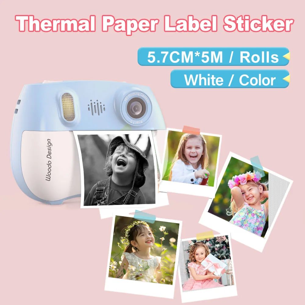 Soybean ZK18 40Rolls Color Thermal Paper Label For Mini Printer Instant Print Kids Camera Photo Paper Red+Orange+Blue+Green *10
