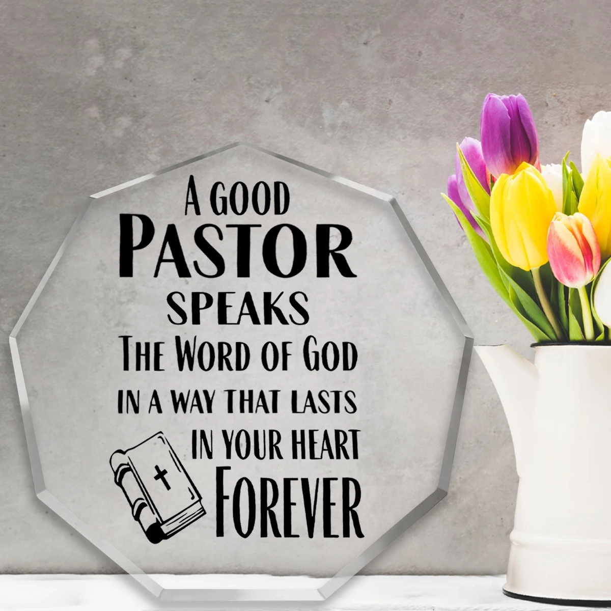 1pc, Pastor Appreciation Acrylic Plaque, Religious Gift for Pastor's Birthday, Anniversary, Thank You, Memorial, Desktop Decor