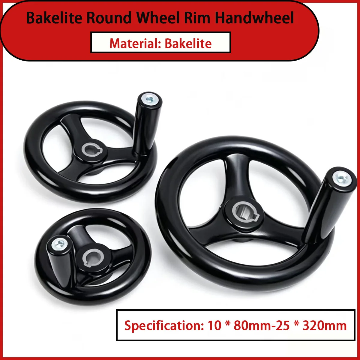 Three Spoke Bakelite Handwheel Corrugated Plastic Rim Machine Tool Grinding Wheel Crank Handle
