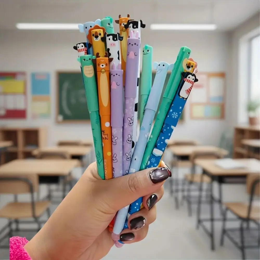 

8pcs/Set New Animal Series Erasable Pen 0.5mm Tip 8 Colors Gel Pens Writing Tool Ballpoint Pen Marking