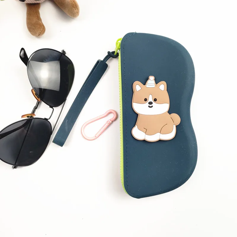 Women Soft Silicone Glasses Bag with Zipper Chain Waterproof Storage Cosmetic Coin Bag for Men Dustproof Glasses Box Girl Gift