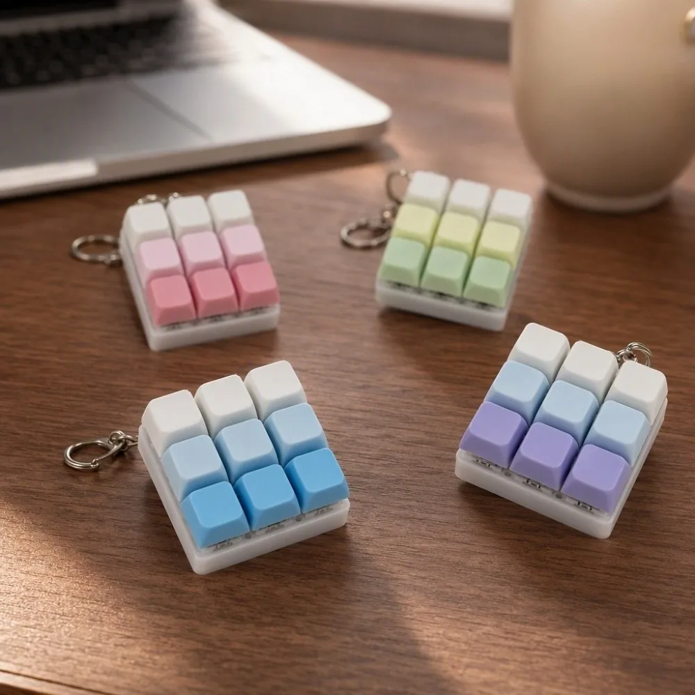 Fun Small And Elegant Keyboard Keychain Portable Compact Fidget Bag Pendant Light-up Plastic Press Button Keyring Travel