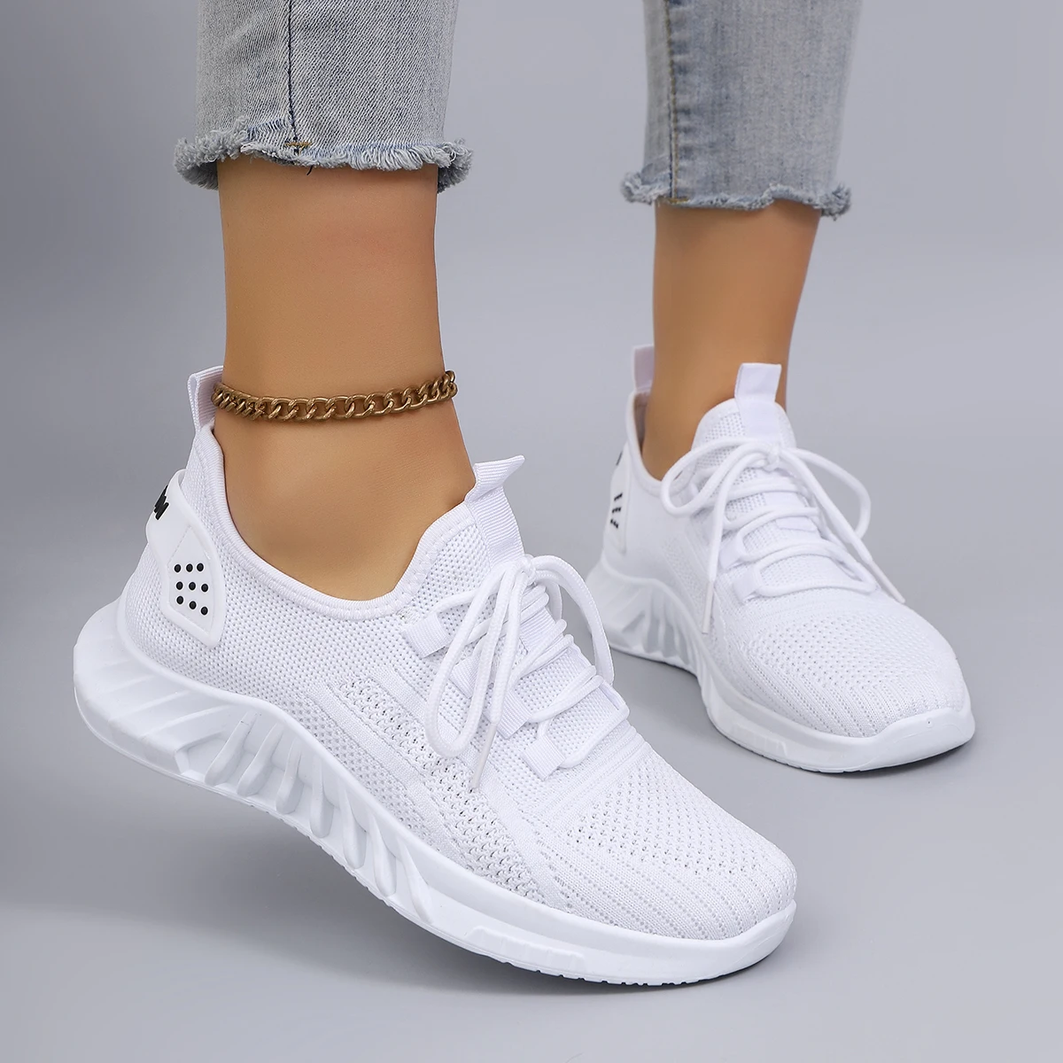 Frühling und Herbst Neue lässige Schnür-Sportschuhe für Damen, bequem, atmungsaktiv, leicht und verschleißfest