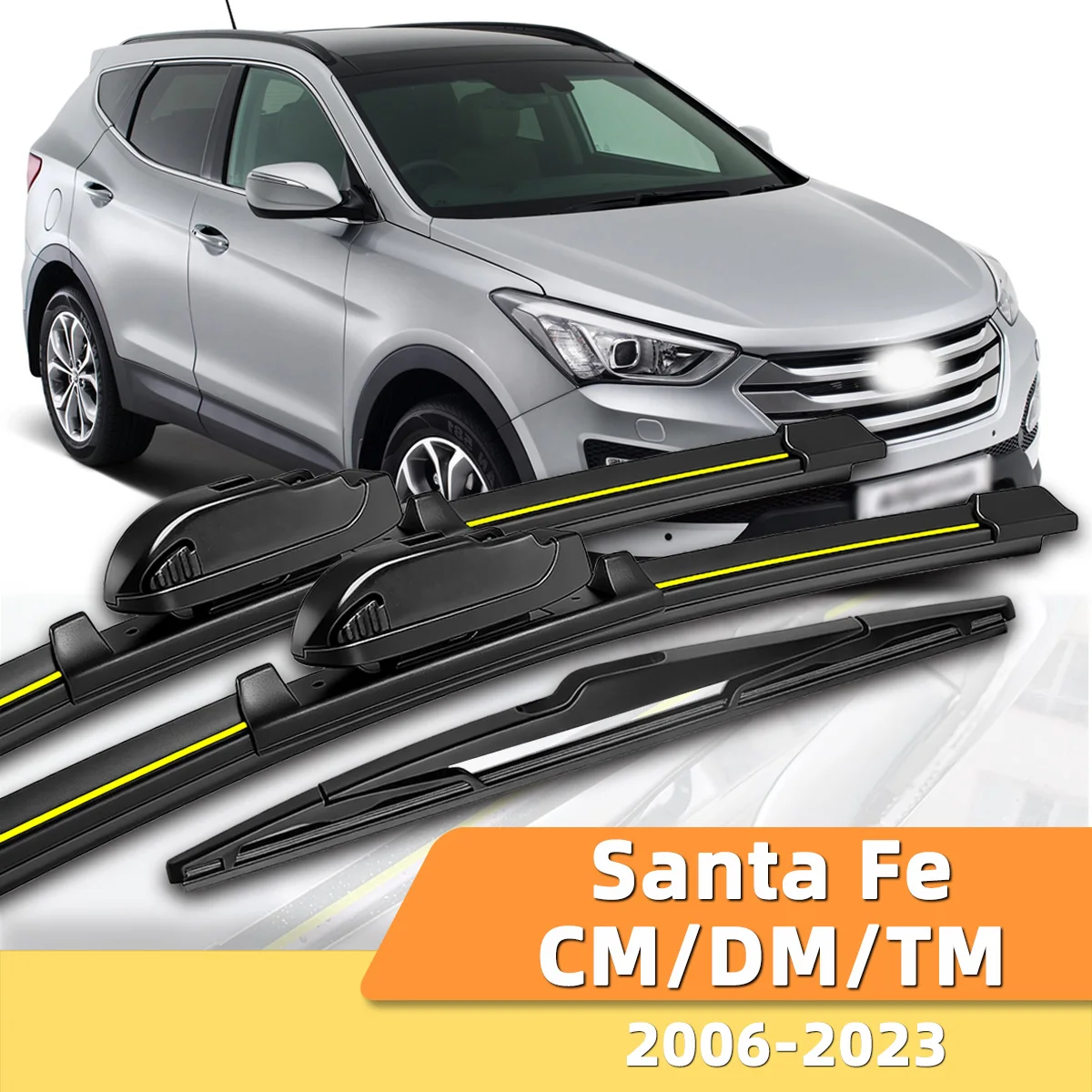 Geeignet für Hyundai Santa Fe CM/DM/TM 2006–2023. Scheibenwischer vorne und hinten, langlebiges Zubehör für Autoscheiben 2020
