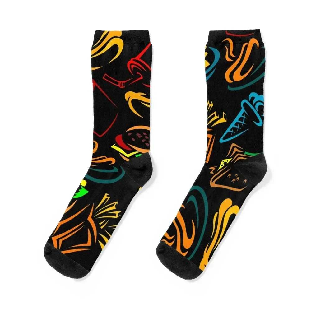 

Junk Food Resturant Neon Colorful Socks winter gifts Soccer custom snow Socks Women Men's